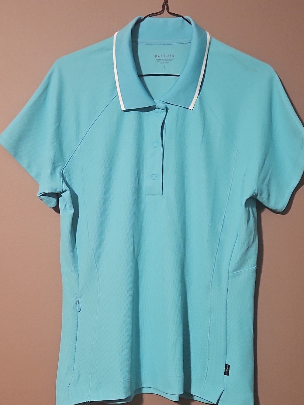 Athleta Aqua Polo with White Piping